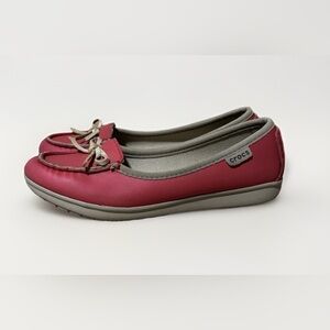 Crocs wrap Women's size 6 Red Ballet Flats moccasin lightweight shoes bow